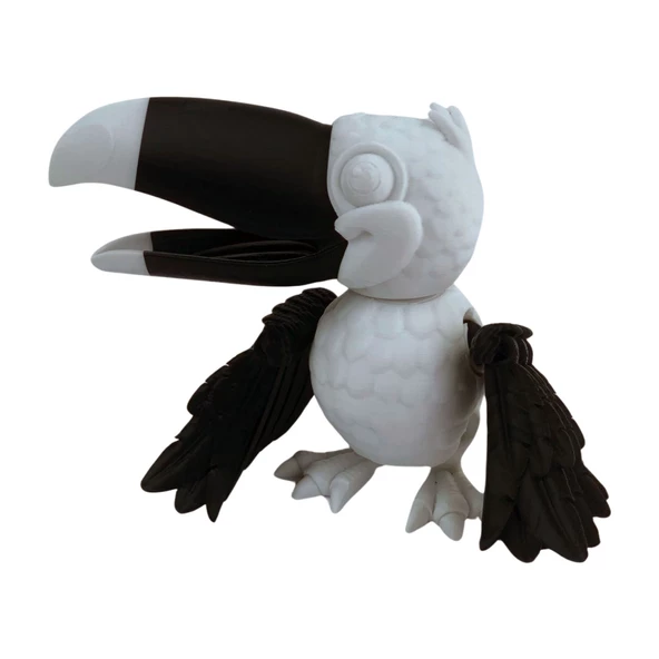 3D Hareketli Tukan Kuşu Figürlü Oyuncak - Siyah/Beyaz ürün görseli 1