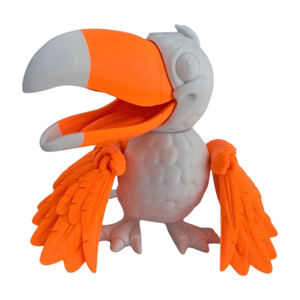 3D Hareketli Tukan Kuşu Figürlü Oyuncak - Turuncu/Beyaz - Resim 5