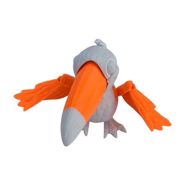 3D Hareketli Tukan Kuşu Figürlü Oyuncak - Turuncu/Beyaz - Resim 8