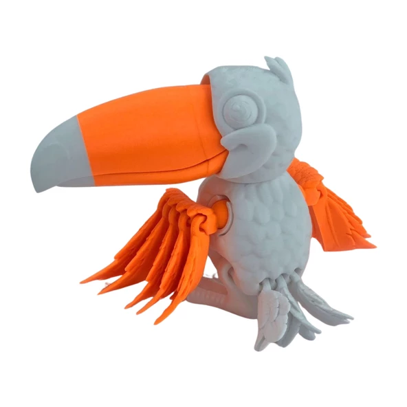 3D Hareketli Tukan Kuşu Figürlü Oyuncak - Turuncu/Beyaz - Resim 7