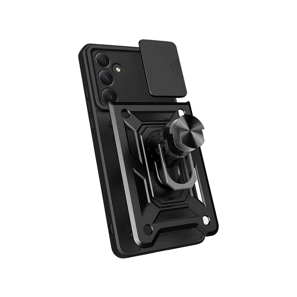 Samsung Galaxy A35 Tank Kılıf Magnetik Standlı Kamera Korumalı Sürgülü Vega Kapak - Resim 8