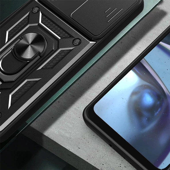 Samsung Galaxy A35 Tank Kılıf Magnetik Standlı Kamera Korumalı Sürgülü Vega Kapak - Resim 4