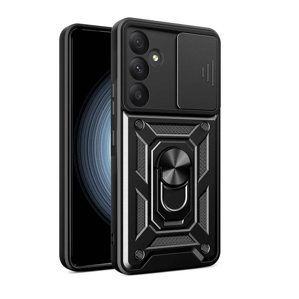 Samsung Galaxy A35 Tank Kılıf Magnetik Standlı Kamera Korumalı Sürgülü Vega Kapak - Resim 11