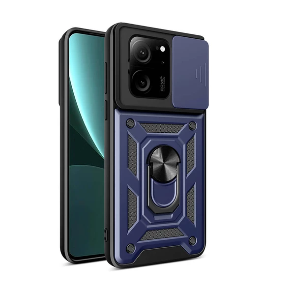 Xiaomi Mi 13T Tank Kılıf Magnetik Standlı Kamera Korumalı Sürgülü Vega Kapak - Resim 10