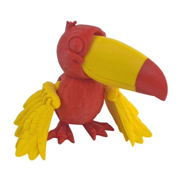 3D Hareketli Tukan Kuşu Figürlü Oyuncak - Sarı/Kırmızı - Resim 7