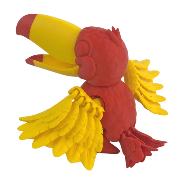 3D Hareketli Tukan Kuşu Figürlü Oyuncak - Sarı/Kırmızı - Resim 8