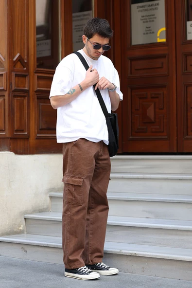 Erkek Kargo Cep Baggy Pantolon - 7