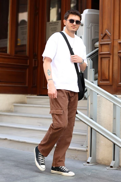 Erkek Kargo Cep Baggy Pantolon - 8