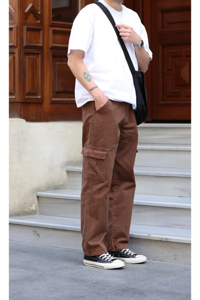 Erkek Kargo Cep Baggy Pantolon - 11