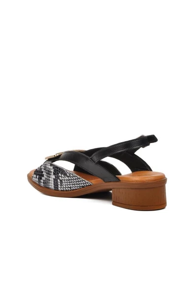 VENÜS 24026020Y KARE TOPUK TOKALI DERİ KADIN SANDALET - 5