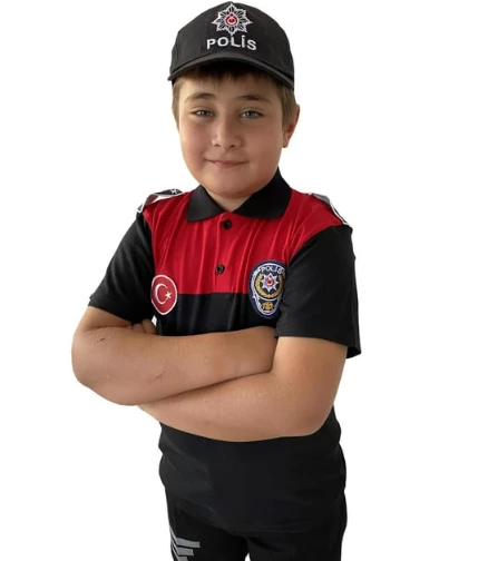 Uğur Böceği Çocuk Polo Yaka Kısa Kol Polis Takımı Yunus Kırmızı - 3