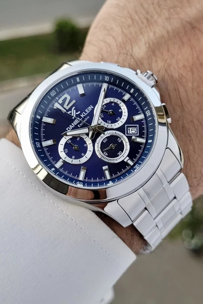 Daniel Klein DKISTE1235 Kadranı Lacivert Kordonu Gümüş Renk İç Göstergeleri Aktif Erkek Kol Saati - Resim 4