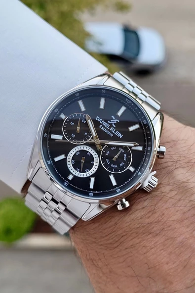 Daniel Klein DKISTE1232 Kadranı Siyah Kordonu Gümüş Renk İç Göstergeleri Aktif Erkek Kol Saati - Resim 3