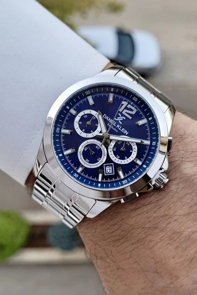 Daniel Klein DKISTE1235 Kadranı Lacivert Kordonu Gümüş Renk İç Göstergeleri Aktif Erkek Kol Saati - Resim 3