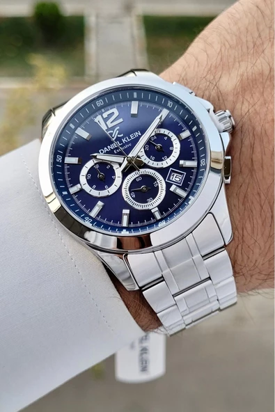 Daniel Klein DKISTE1235 Kadranı Lacivert Kordonu Gümüş Renk İç Göstergeleri Aktif Erkek Kol Saati ürün görseli 1