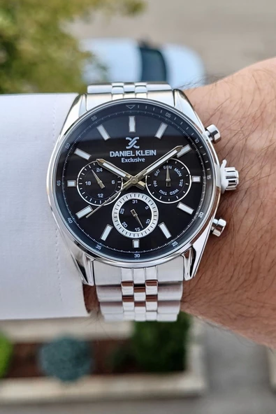 Daniel Klein DKISTE1232 Kadranı Siyah Kordonu Gümüş Renk İç Göstergeleri Aktif Erkek Kol Saati - Resim 2