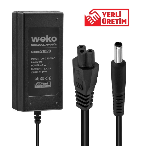 WEKO 19 VOLT - 3.42 AMPER - 65 WATT 4.5*3.0 UÇLU NOTEBOOK ADAPTÖR