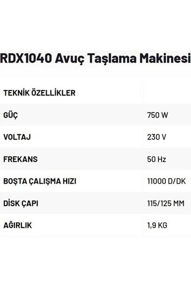 Rdx1040 Avuç Taşlama Makinesi 115/125mm - 3