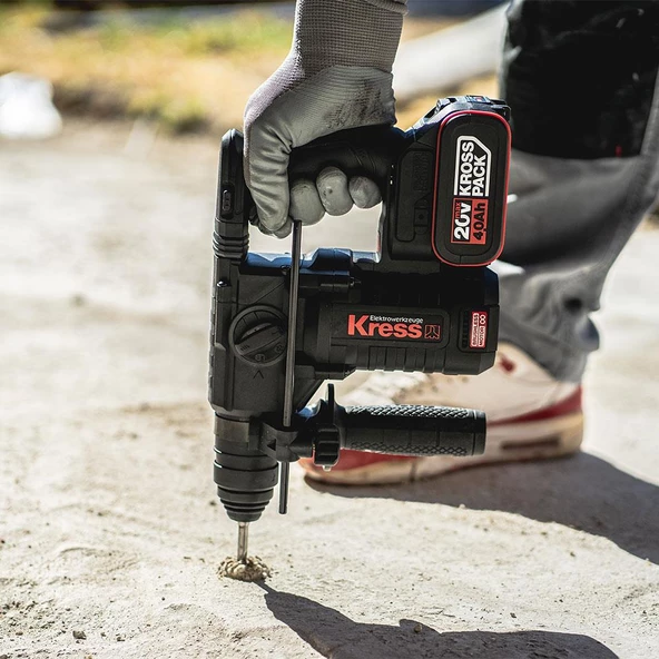 Kress Kuc61.91 20Volt 2.2J Kömürsüz Profesyonel Sds-Plus Pnömatik Kırıcı/Delici (Akü Dahil Değildir) - 6