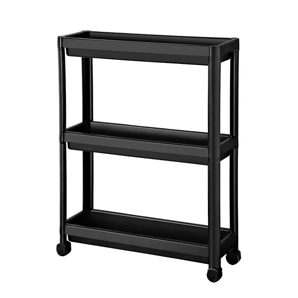 Slim 3 Katlı Tekerlekli Raf Ünitesi Beyaz, Banyo Rafı, Mutfak Rafı, Servis Sehpası, Organizer - 2