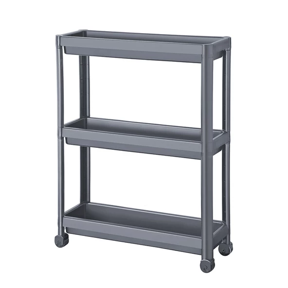 Slim 3 Katlı Tekerlekli Raf Ünitesi Beyaz, Banyo Rafı, Mutfak Rafı, Servis Sehpası, Organizer - 6