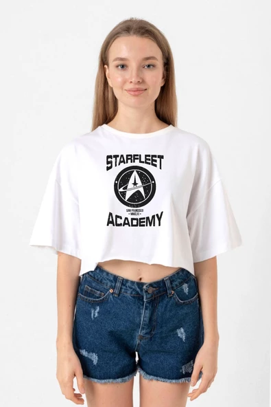 Star Trek Starfleet Academy Beyaz Kadın Crop Tshirt