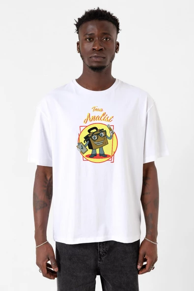 The Umbrella Academy Team Analist Beyaz Erkek Oversize Tshirt