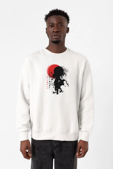 Violet Evergarden Anime Dark Poster Beyaz Erkek 2ip Sweatshirt ürün görseli 1