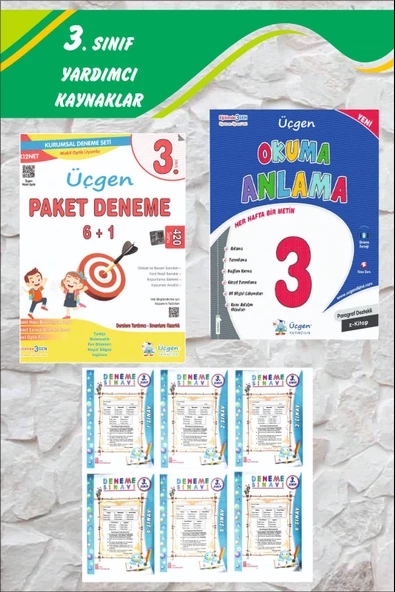 Üçgen 3.Sınıf Paragraf Destekli Okuma Anlama + Paket Deneme 6+1 -2024