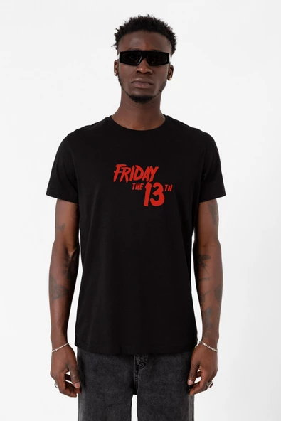 Friday The 13th Letter Logo Siyah Erkek Tshirt