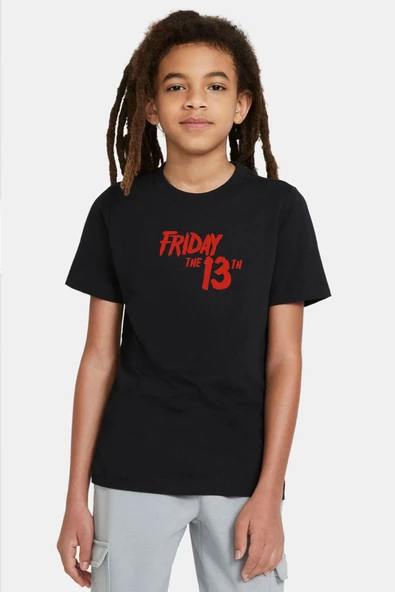 Friday The 13th Letter Logo Siyah Çocuk Tshirt