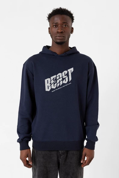 Mr Beast Make The World Lacivert Erkek 3ip Kapşonlu