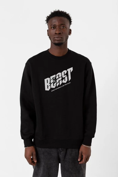 Mr Beast Make The World Siyah Erkek 2ip Sweatshirt