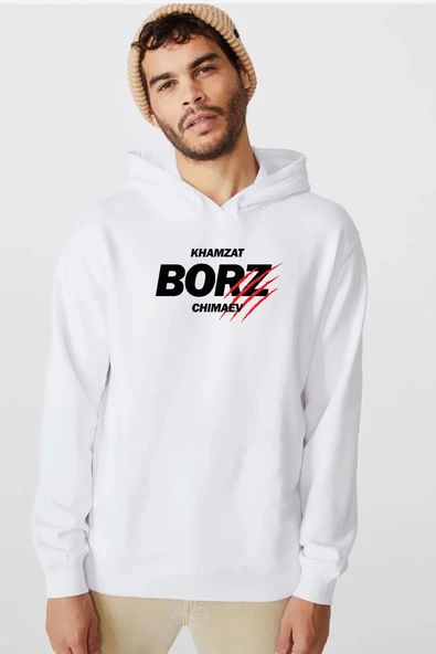 Khamzat Chimaev Borz Claw Beyaz Erkek 3ip Kapşonlu Sweatshirt