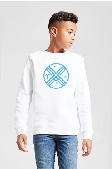 Tengri Tamga Beyaz Çocuk 2ip Sweatshirt