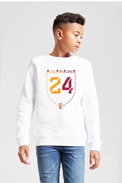 24 Şampiyonluk Beyaz Çocuk 2ip Sweatshirt