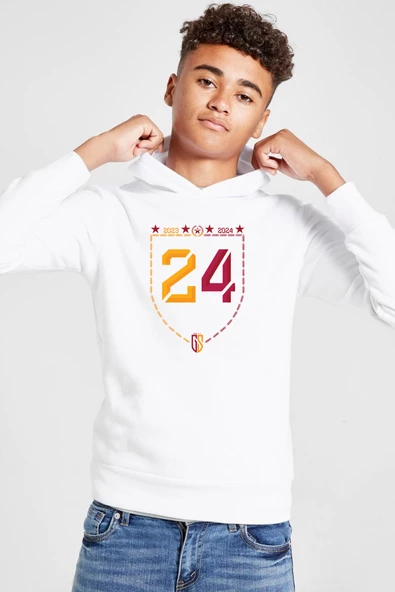 24 Şampiyonluk Beyaz Çocuk 3ip Kapşonlu  Sweatshirt ürün görseli