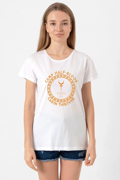 Camp Half Blood Hades Beyaz Kadın Bisikletyaka Tshirt