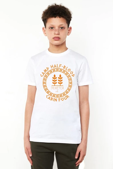 Camp Half Blood Demeter Beyaz Çocuk Bisikletyaka Tshirt