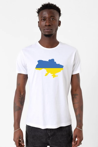 Euro 24 Ukraine Beyaz Erkek Bisikletyaka Tshirt