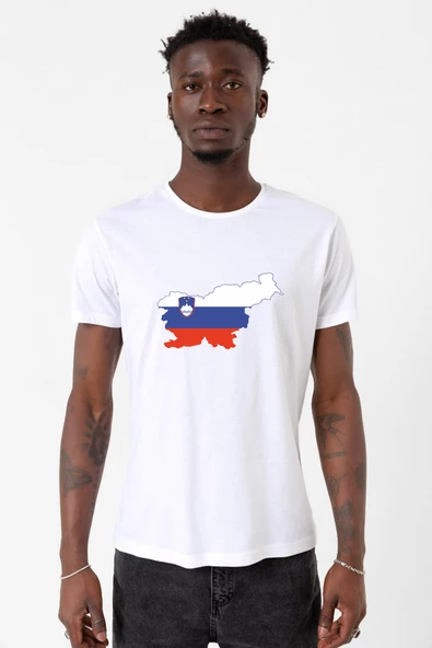 Euro 24 Slovenia Beyaz Erkek Bisikletyaka Tshirt