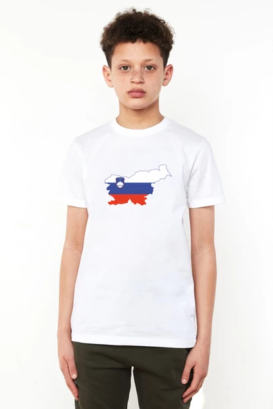 Euro 24 Slovenia Beyaz Çocuk Bisikletyaka Tshirt