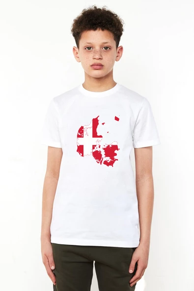 Euro 24 Denmark Beyaz Çocuk Bisikletyaka Tshirt ürün görseli