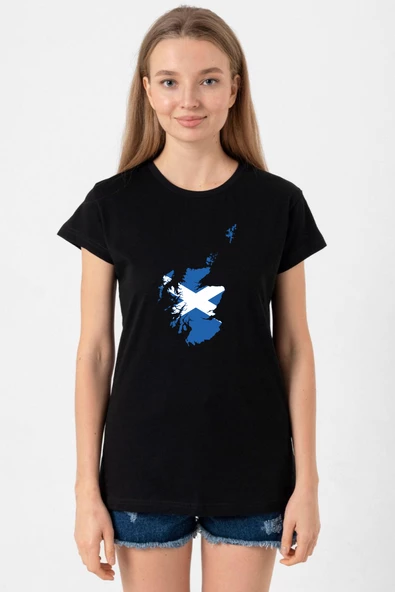 Euro 24 Scotland Siyah Kadın Tshirt