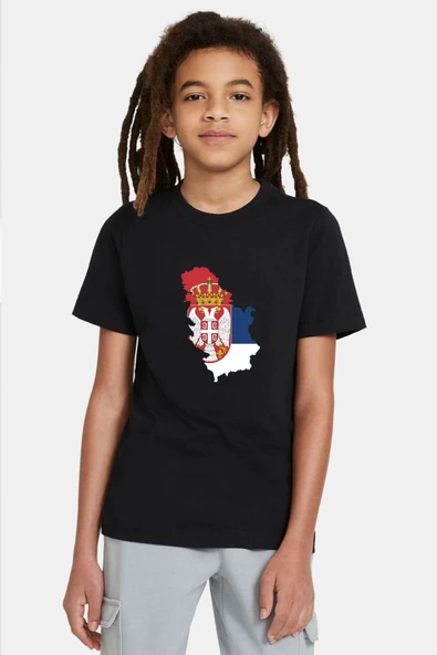 Euro 24 Serbia Siyah Çocuk Tshirt