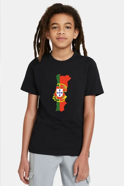 Euro 24 Portugal Siyah Çocuk Tshirt ürün görseli 1