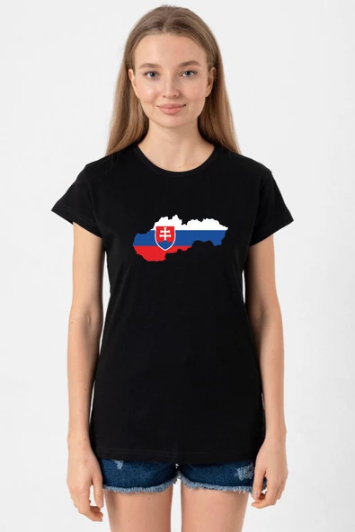 Euro 24 Slovakia Siyah Kadın Tshirt