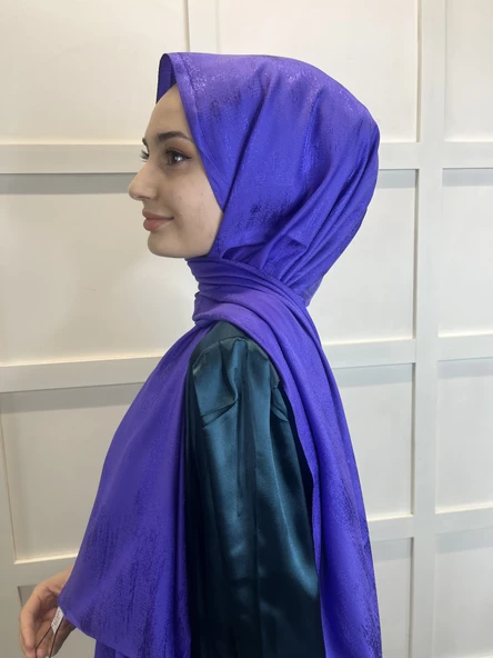 Loryan Scarf Jakarlı Şal, Floş Jakar Cam Kırığı Desenli Şal 01074  MÜRDÜM - Resim 3