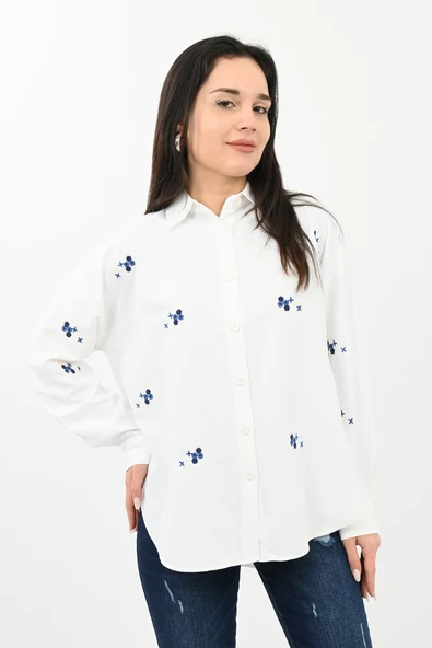 Kadın Nakış Detaylı Gömlek 1724-24 - 8