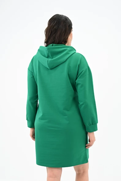 Kadın Büyük Beden Yaka Düğmeli Kapüşonlu Tunik 5207-24 - 10